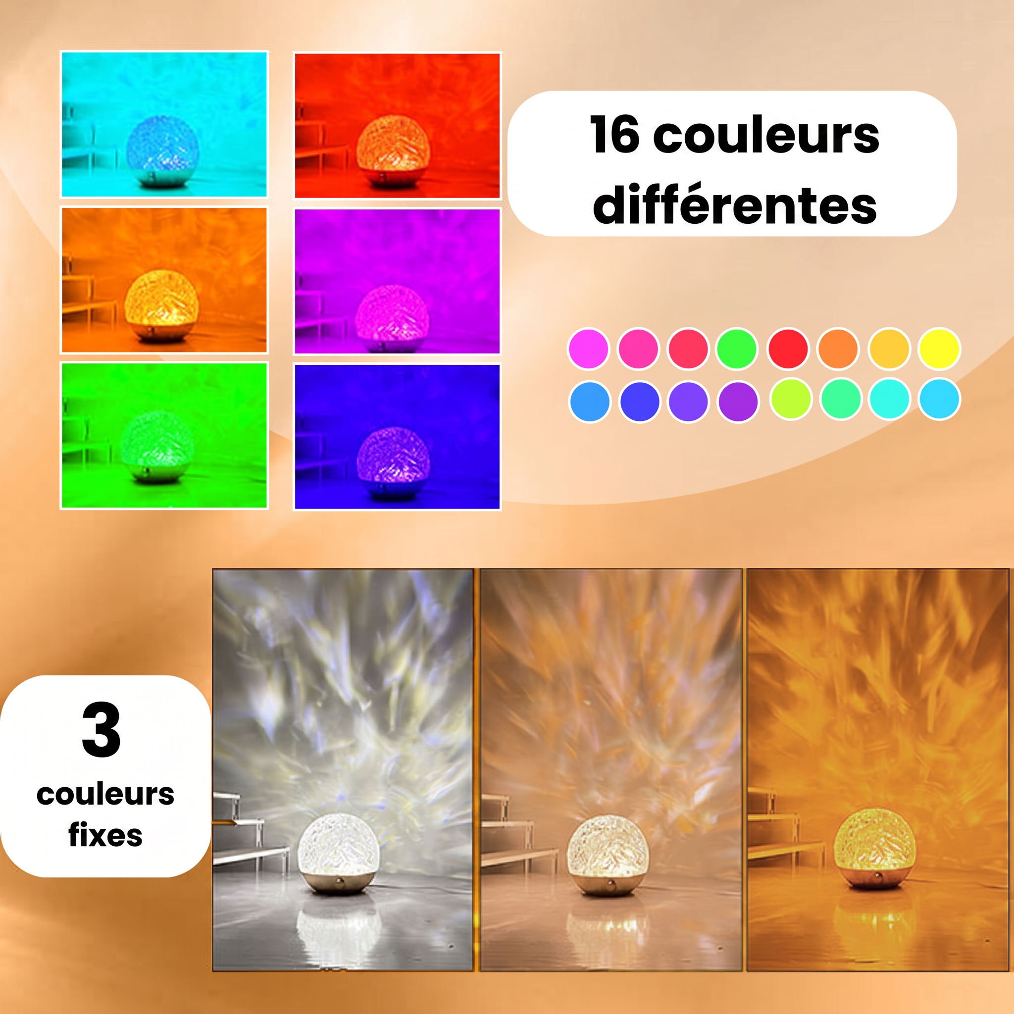 LumoWave : 16 couleurs différentes ou 3 couleurs fixes