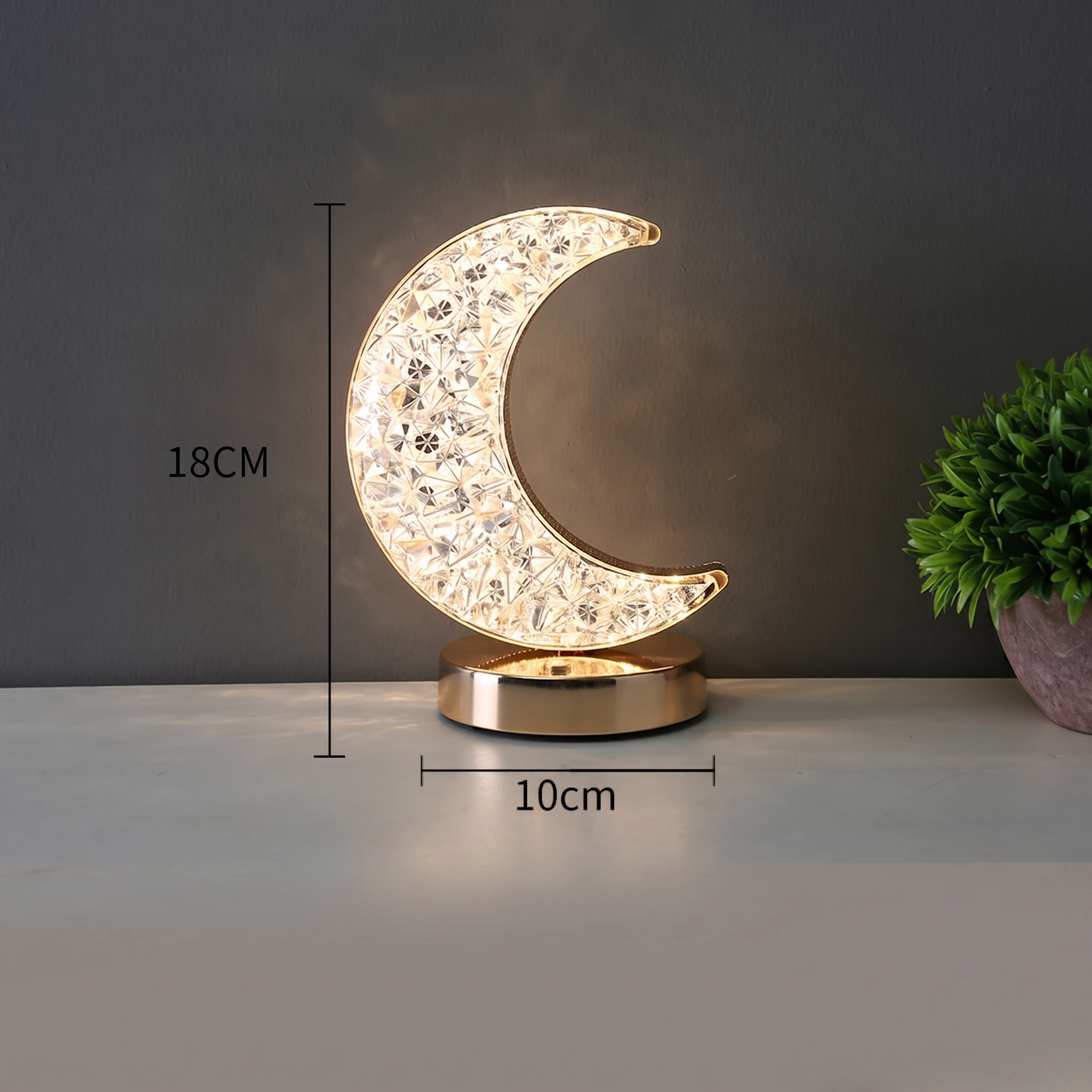 Lampe cristal Cristallia, forme lune