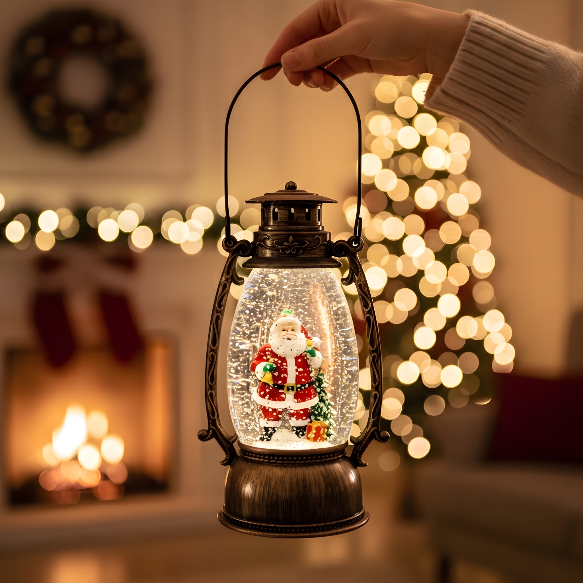 Lanterne de Noël à neige MerryLumi avec Père Noël