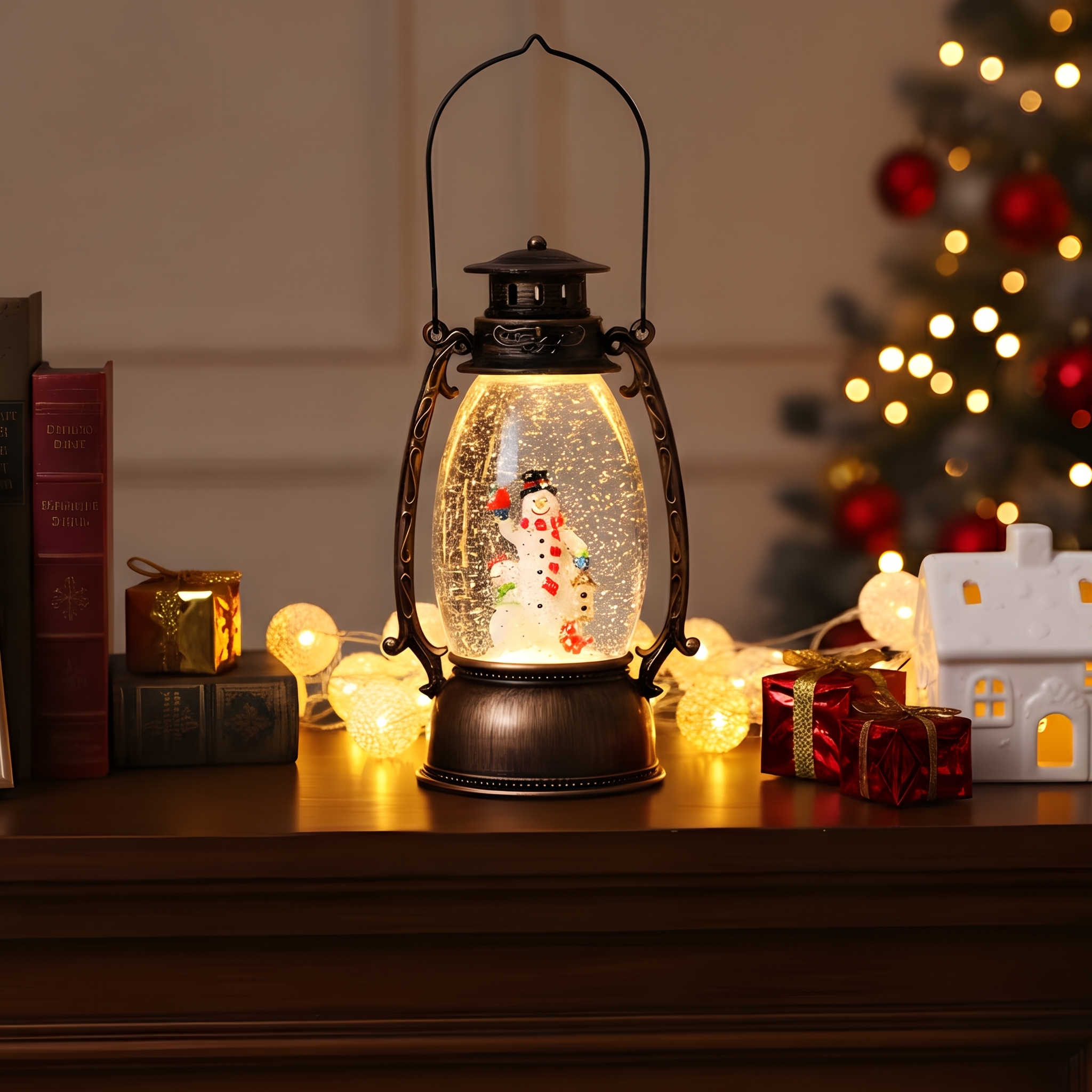 Lanterne de Noël MerryLumi avec bonhomme de neige