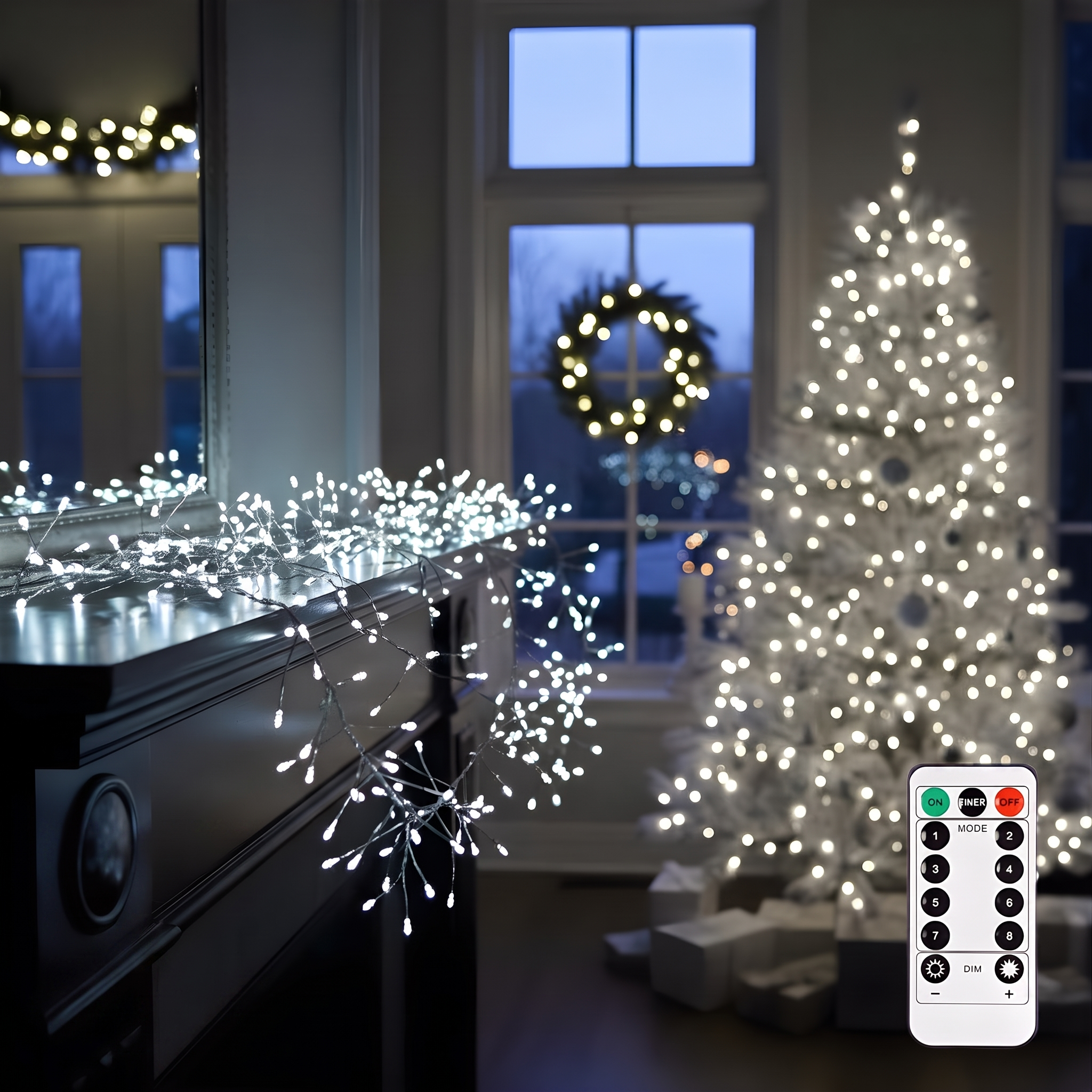 Guirlande cluster LedTwine blanc froid sur un sapin