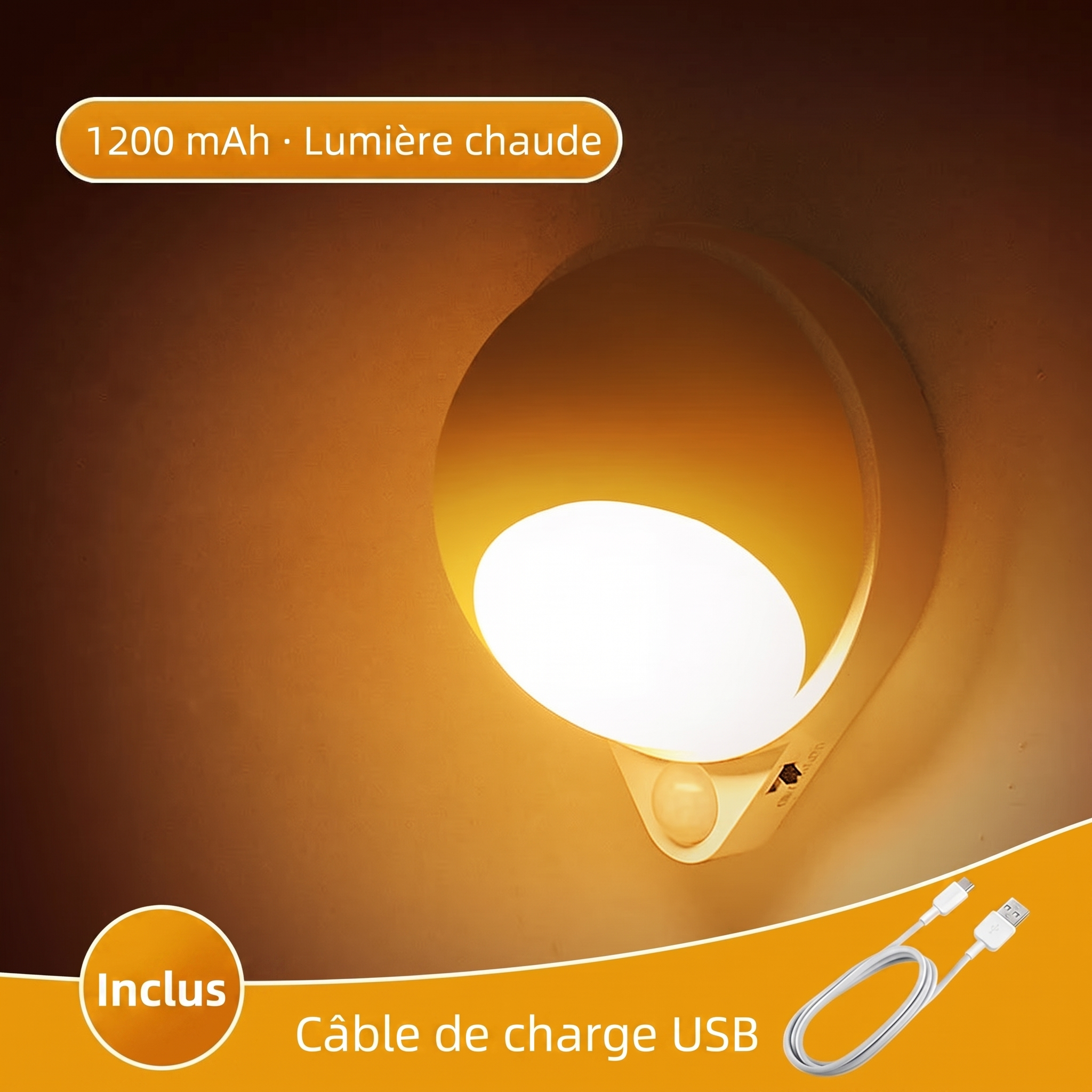 GlowMate 360 en lumière chaude