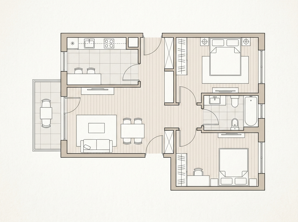 Планировка 62,8 м²