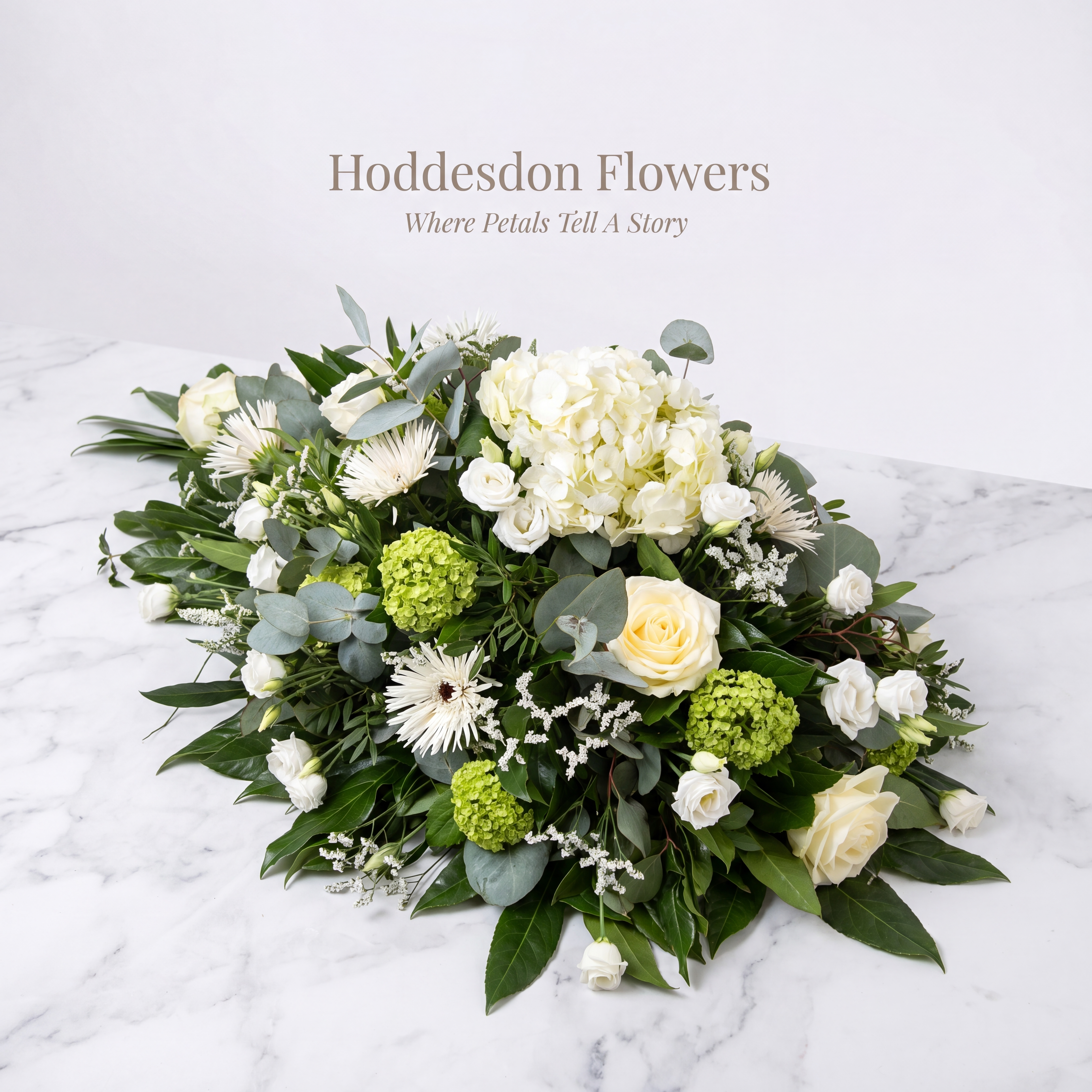 White Rose & Lily Casket Spray