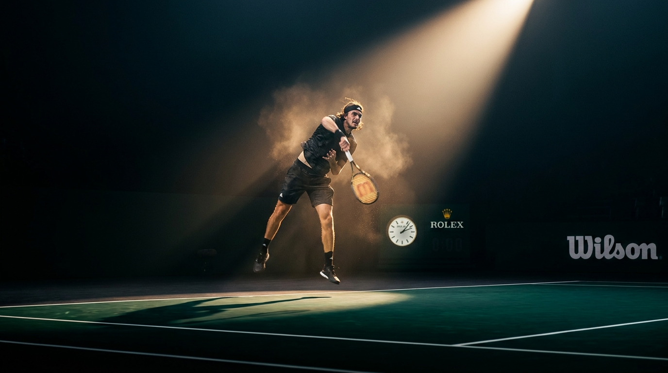 Tennisspieler beim Aufschlag