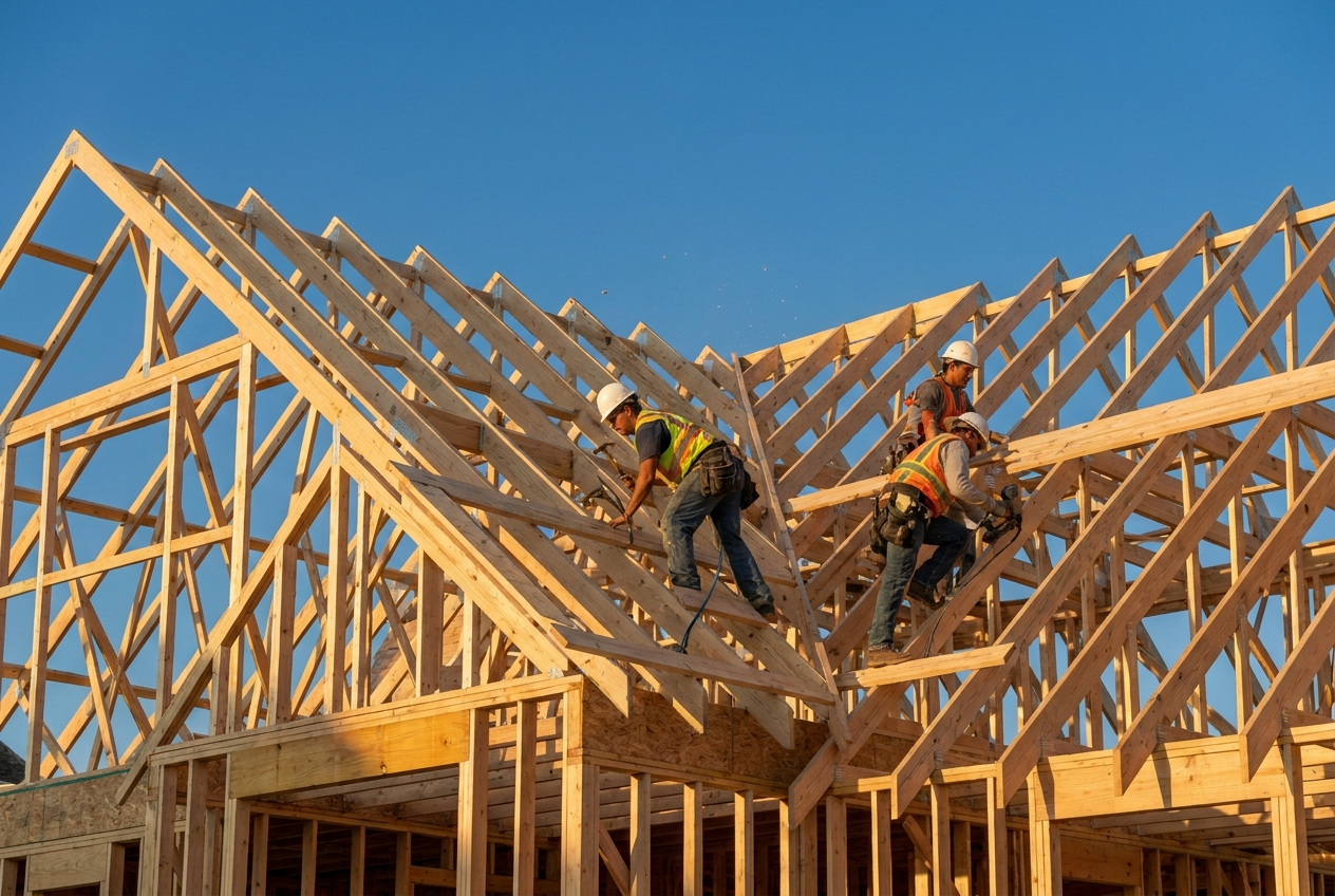 Wood roof trusses and rafters