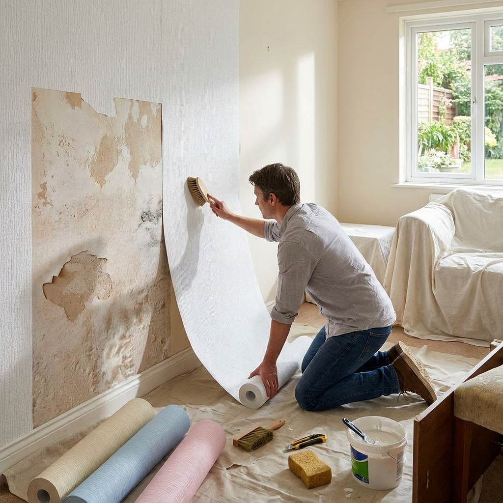 Self-adhesive wall panel lifestyle