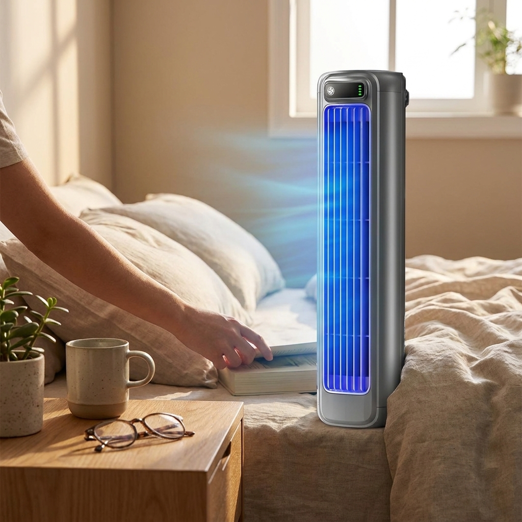 Airconditioner draadloos oplaadbaar 2000 mAh compact bladloos bureau muurventilator draagbare koeling zwart | Sansoti lifestyle
