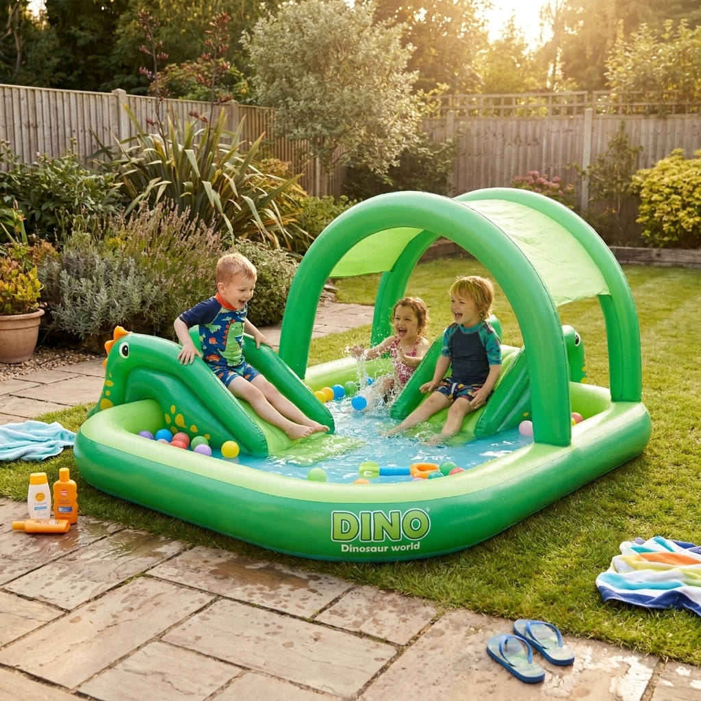 Opblaasbaar Kinderbadje met Zonnedak – Dino Design 150cm of 210cm | Sansoti lifestyle