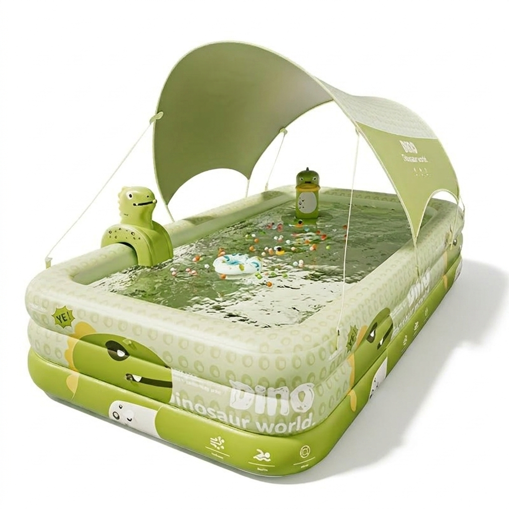 Opblaasbaar Kinderbadje met Zonnedak – Dino Design 150cm of 210cm | Sansoti studio