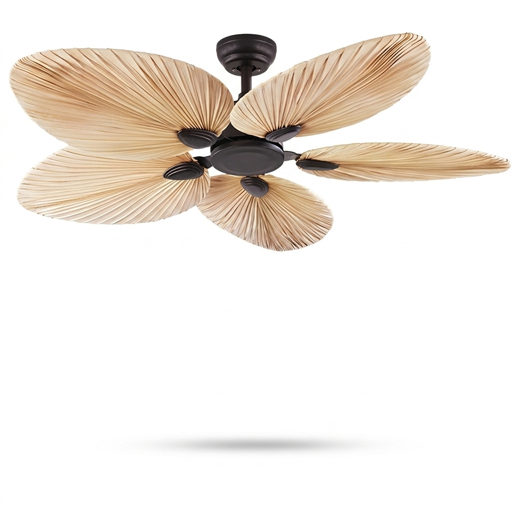Ceiling Fan Palm Leaf 52 Inch Iron Brown studio