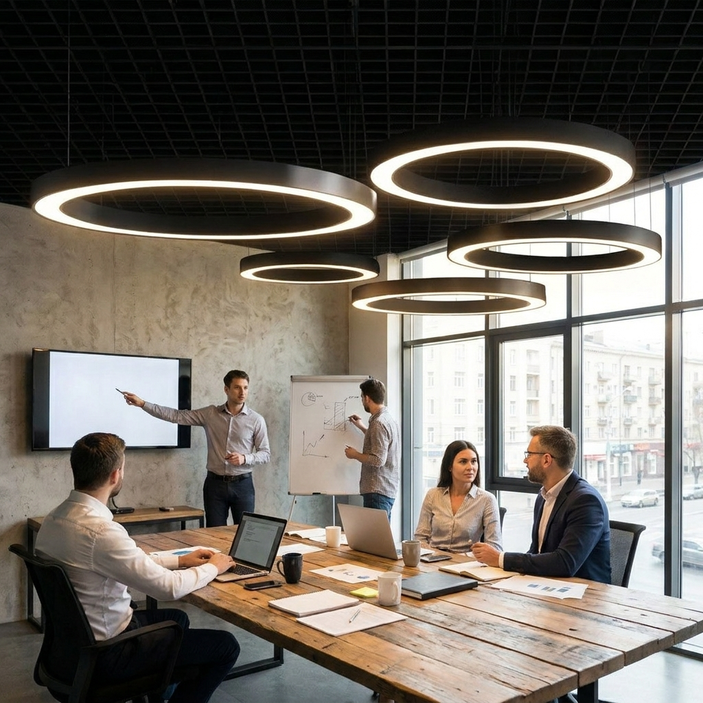Industrial LED Ring Pendant Lamp 6000K with IP42 and Acrylic Diffuser | Sansoti lifestyle