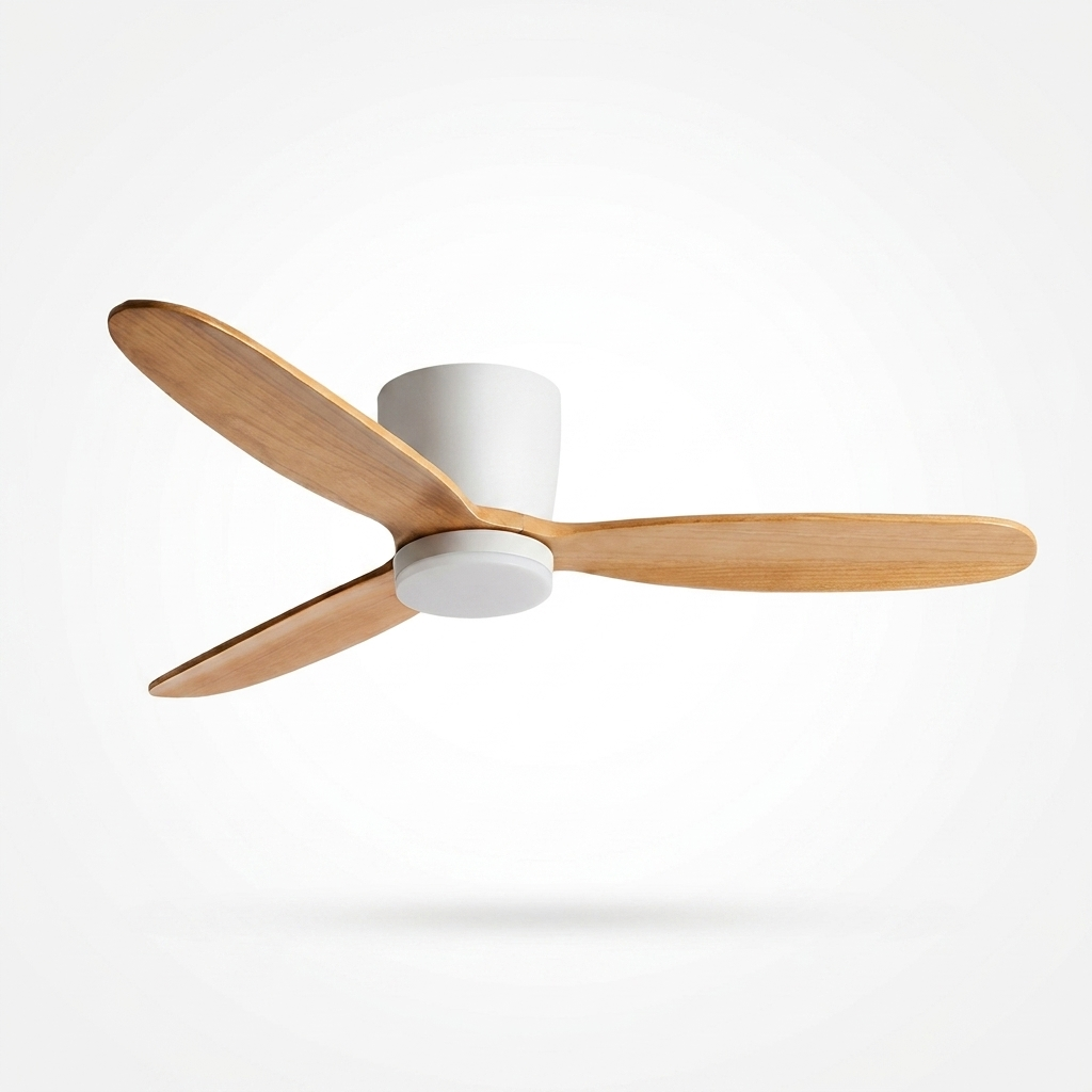Ceiling Fan With Light Wood 6 Speeds DC Motor White | Sansoti studio