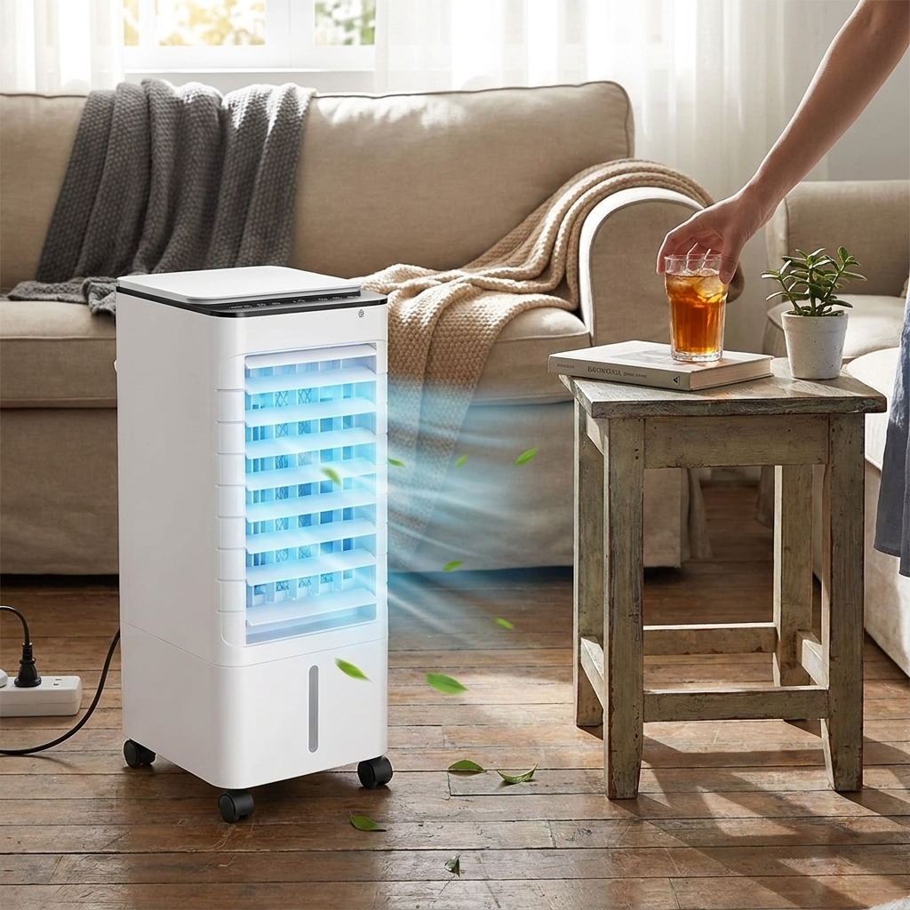 Draagbare Mobiele Aircooler 3-in-1 met 7L Watertank en Afstandsbediening – Energiezuinige Luchtbevochtiger met Timer voor Thuis en Kantoor | Sansoti lifestyle