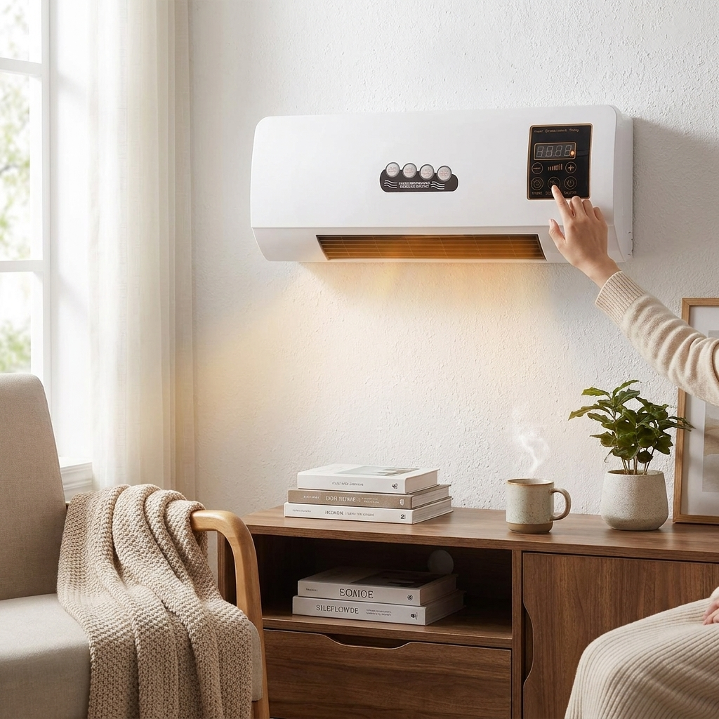 Airco Wandmontage 1800W 4-in-1 Klimaatunit Koeling Verwarming Ventilator Ontvochtiger LCD Afstandsbediening 10m Timer 23dB Slaapkamer Kantoor | Sansoti lifestyle
