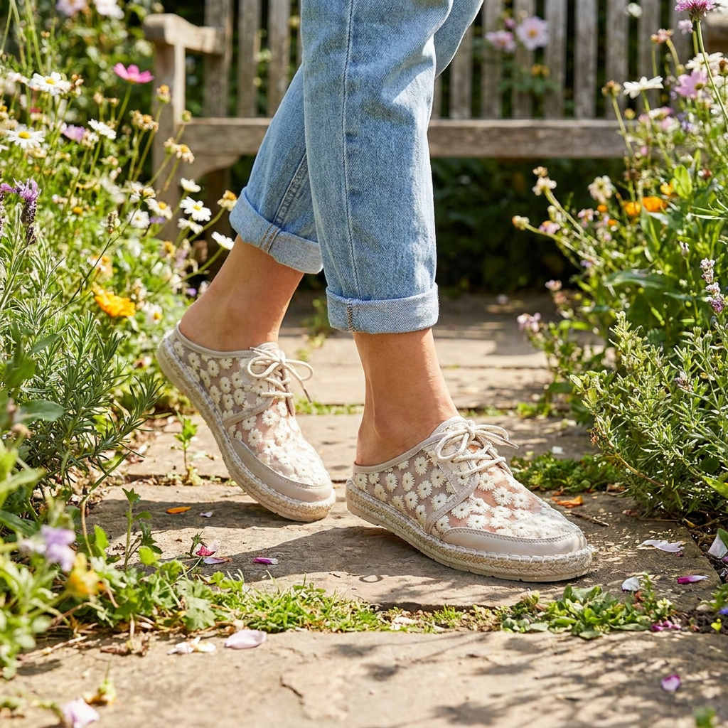 Damesschoenen met Bloemenpatroon Orthopedische Instapper Zomer Beige 36-40 | Sansoti lifestyle