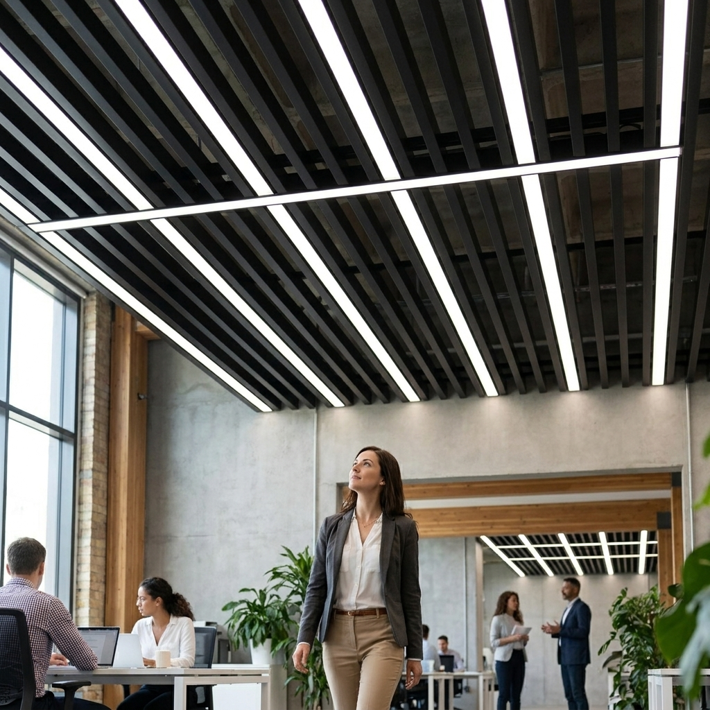 LED Plafondlamp Strip Aluminium Zwart Inbouw Hangend Kantoor Winkel Gym Railverlichting Lineaire Plafonnière Modern | Sansoti lifestyle