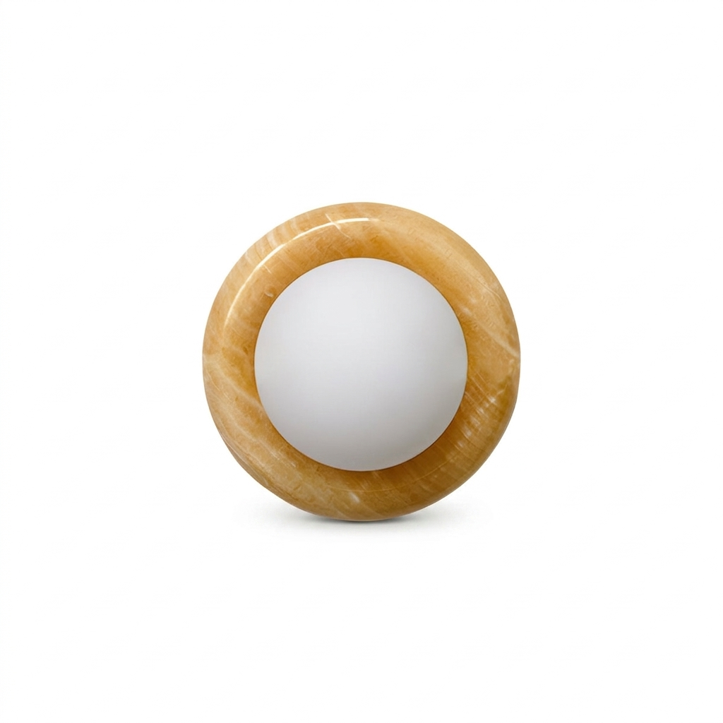 Ronde Jade Wandlamp met Glazen Kap – Luxe Natuursteen Design Verlichting 14 cm | Sansoti studio