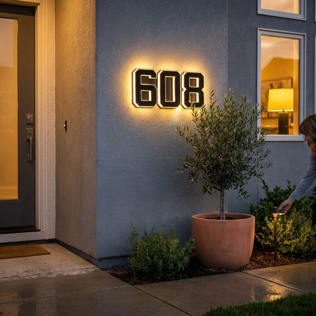 Verlicht Huisnummerbord op Zonne-energie met Automatische LED-Verlichting bij Schemering lifestyle