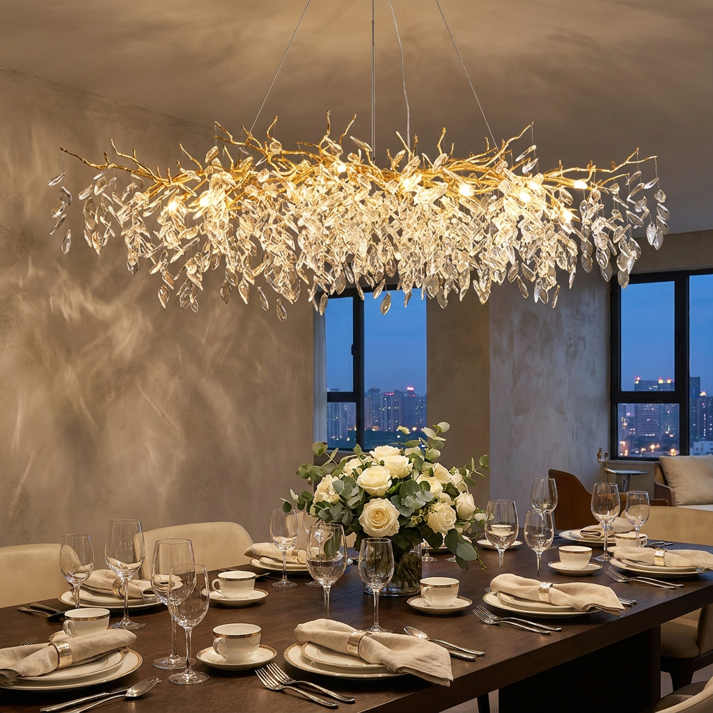 Kristallen Plafondlamp Rechthoek LED G9 Luxe Kroonluchter Woonkamer lifestyle