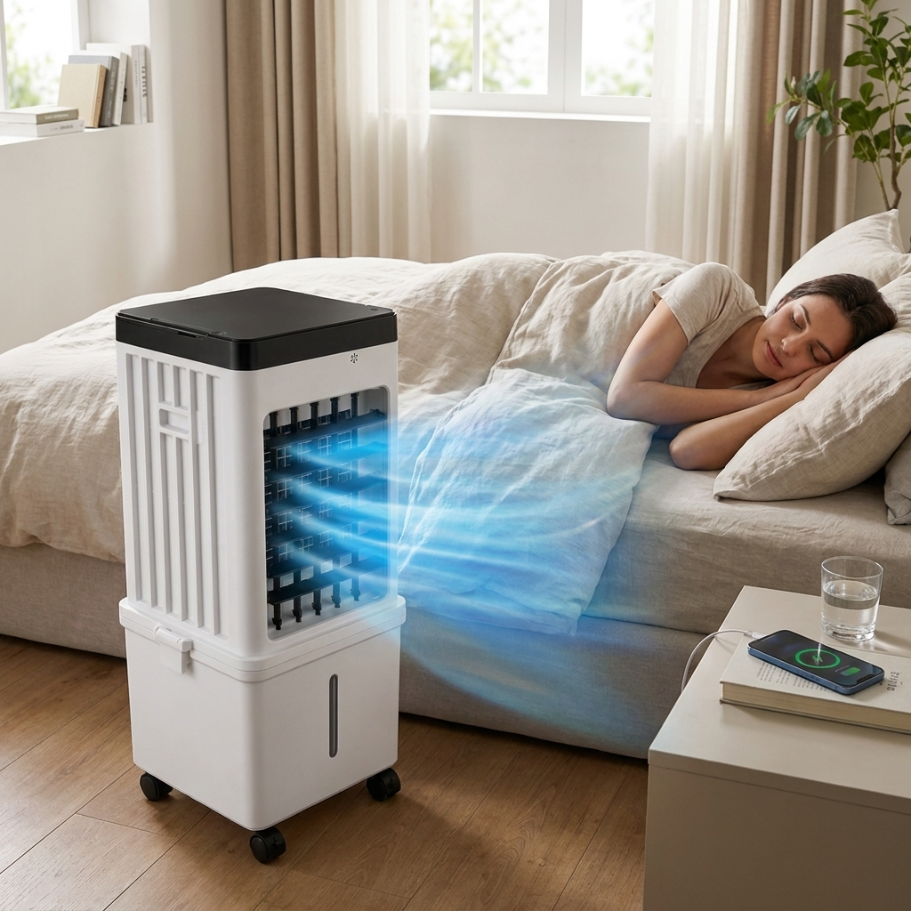 Mobiele Airco Luchtkoeler 15L met Waterkoeling en Zwenkfunctie voor Woonkamer Slaapkamer Kantoor lifestyle