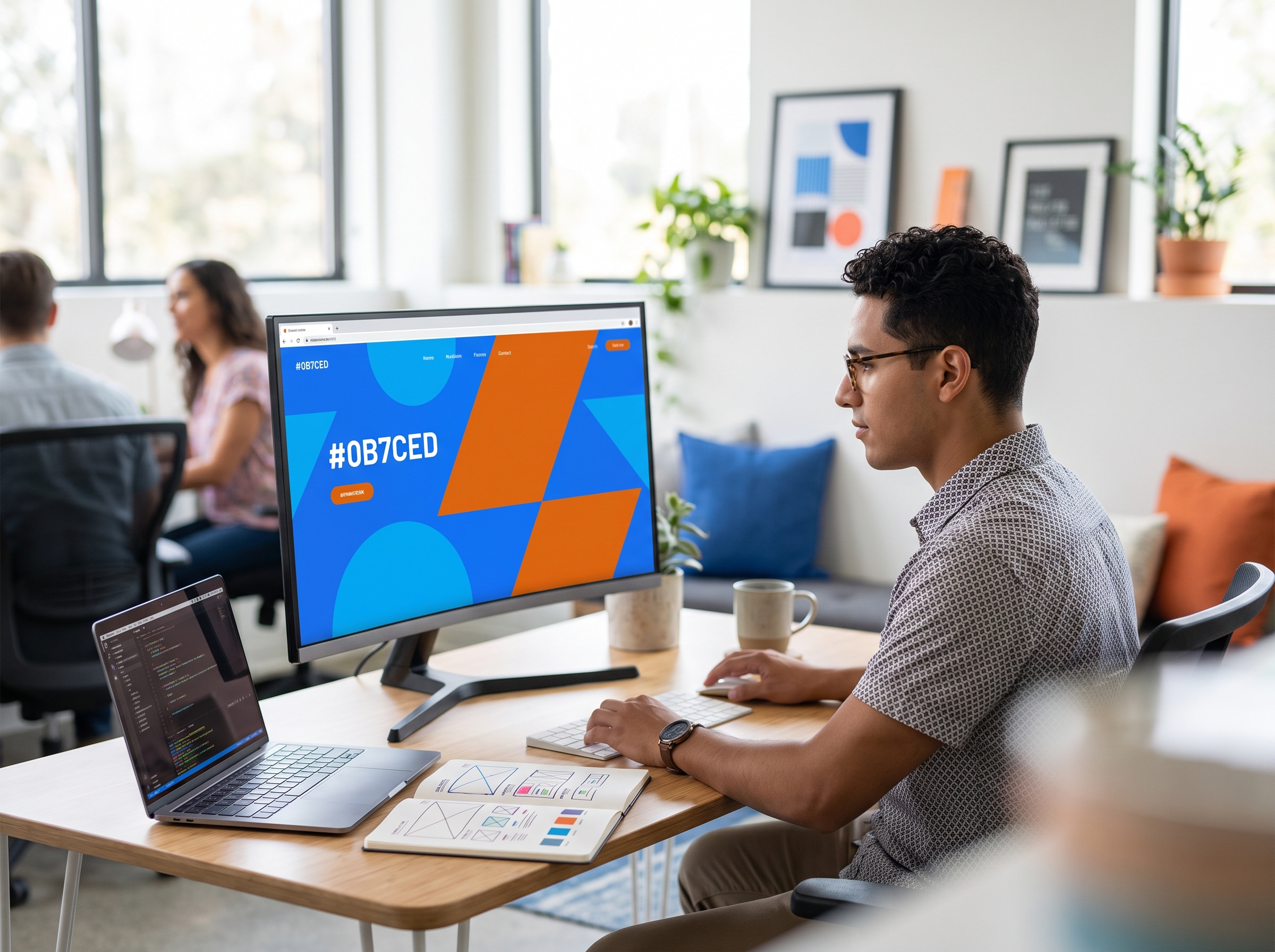 Diseñador web trabajando en un proyecto para TiendaTecNet