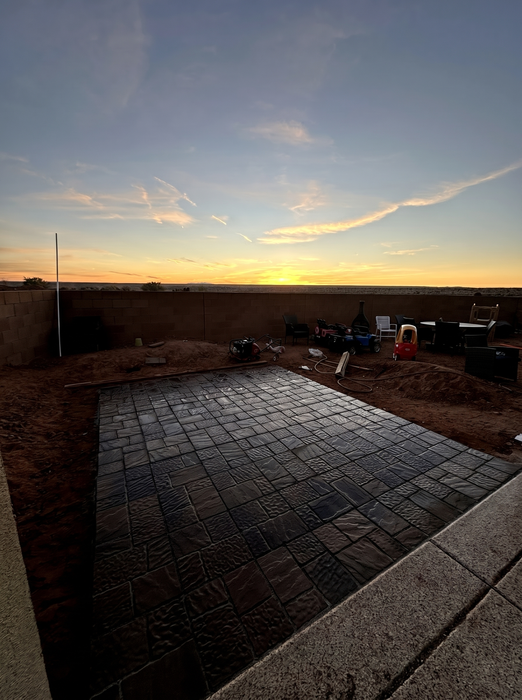 Stamped concrete patio