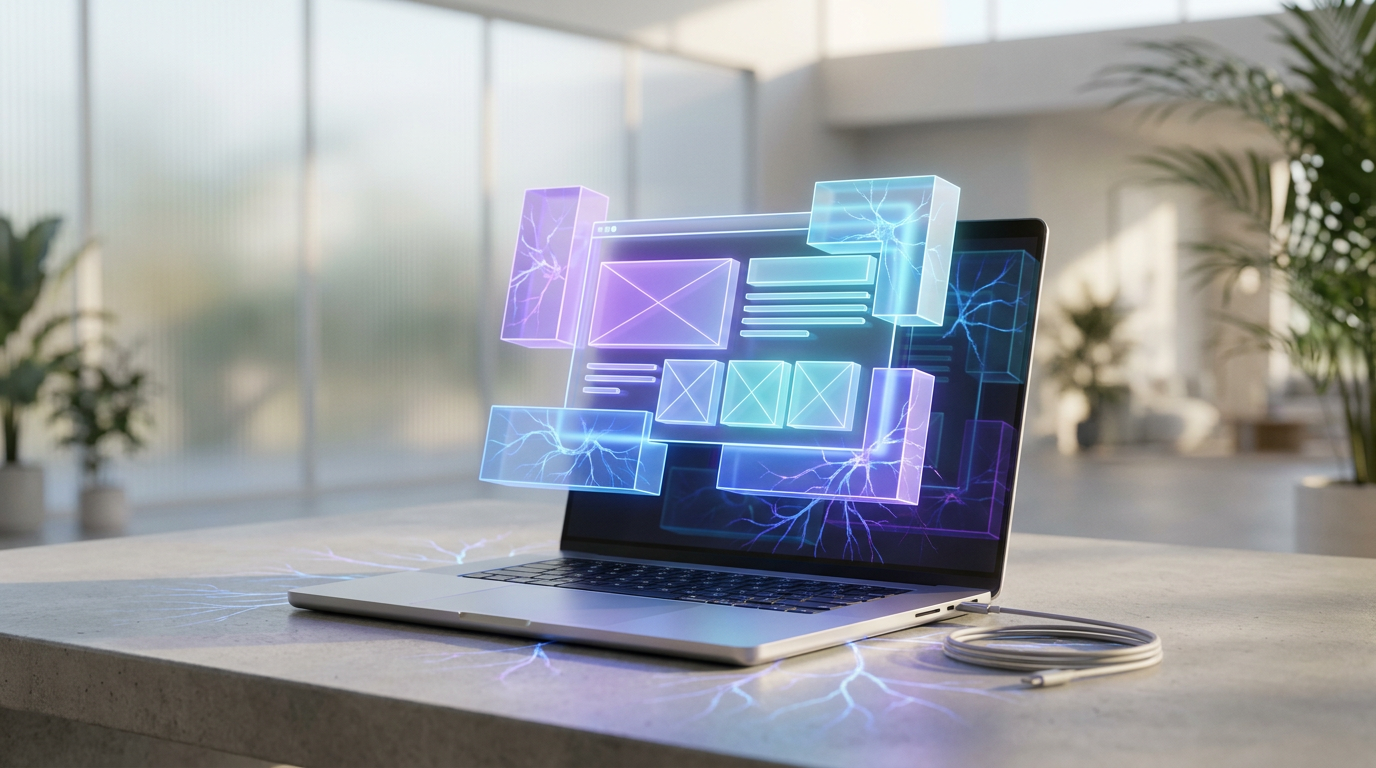 KI baut eine Website – abstrakte Illustration