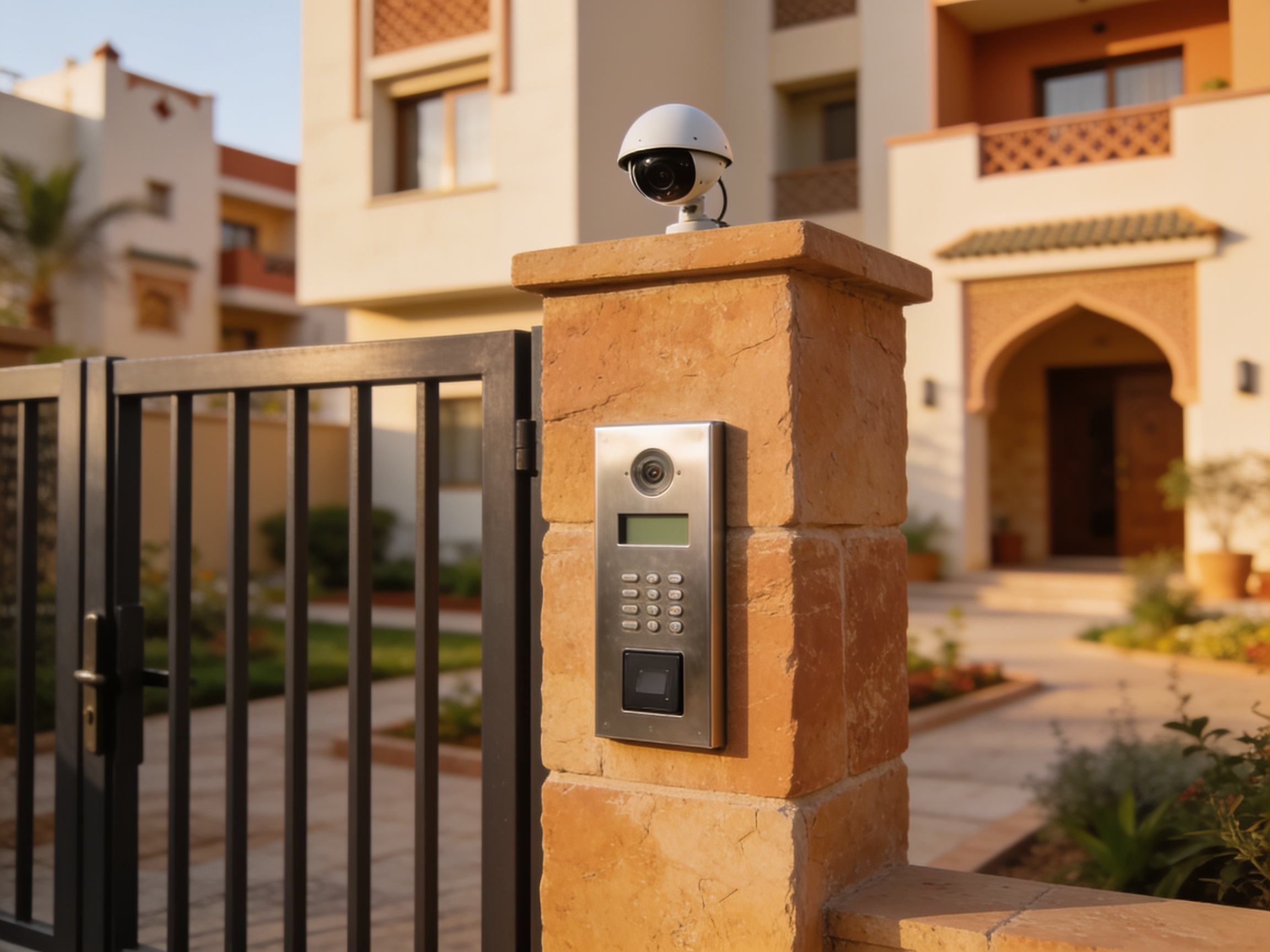 Contrôle d'accès et interphone à l'entrée d'une résidence