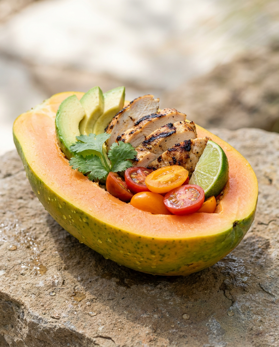 Lunch Bowl — fresh papaya edible bowl