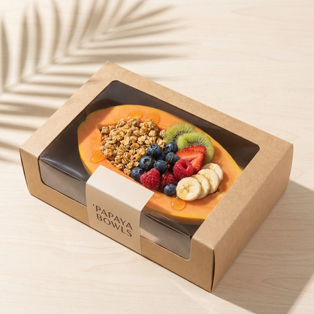 Retail-packaged papaya bowl