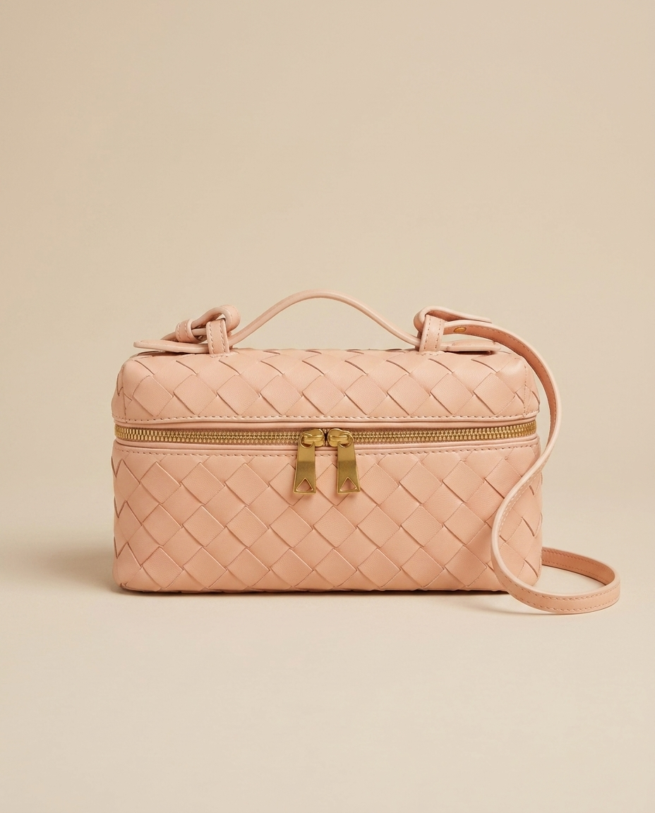 Leather woven handbag