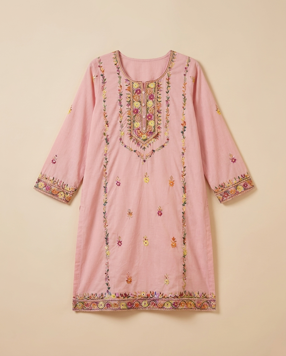 Rang-e-Sheesh — Hand-Embroidered Pink Lawn Kurta
