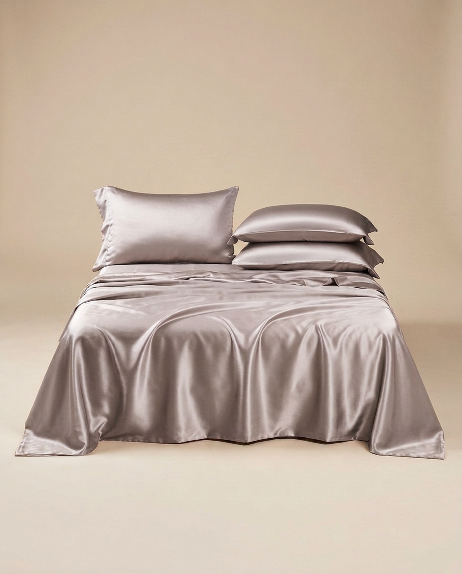 BED SHEET SET TWO PILLOW COVERS WITHOUT FILLER 100% MULBERRY SILK
