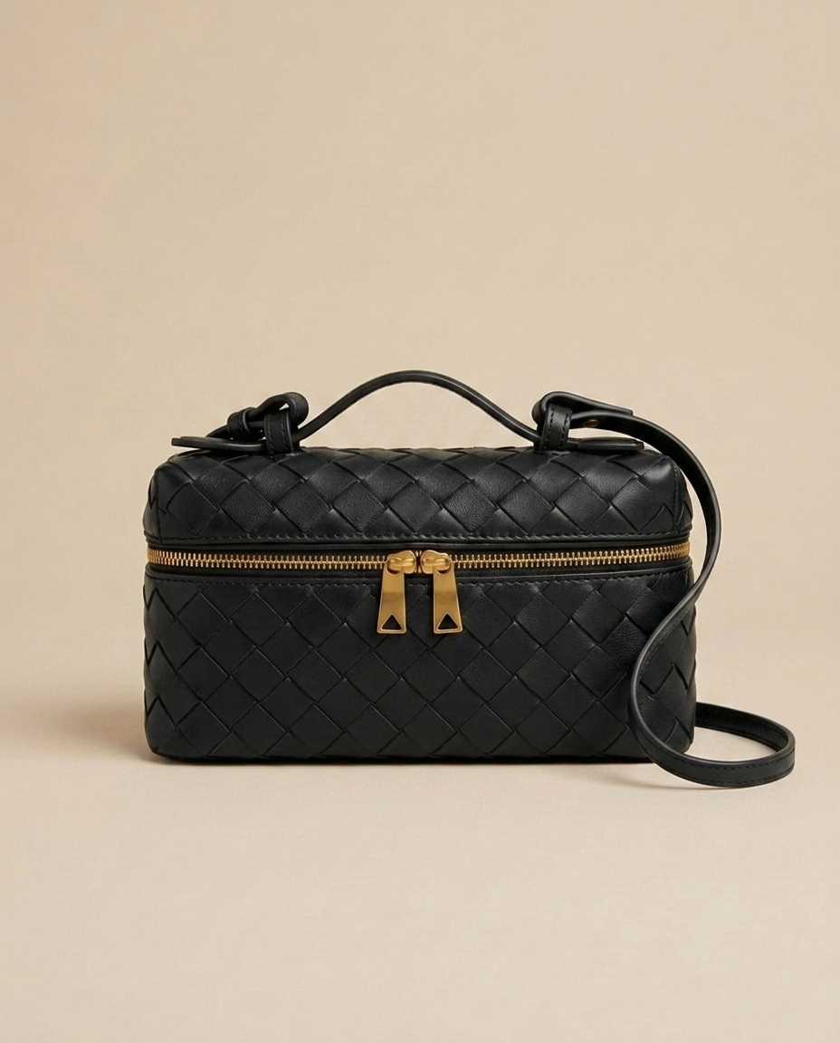 Leather woven handbag