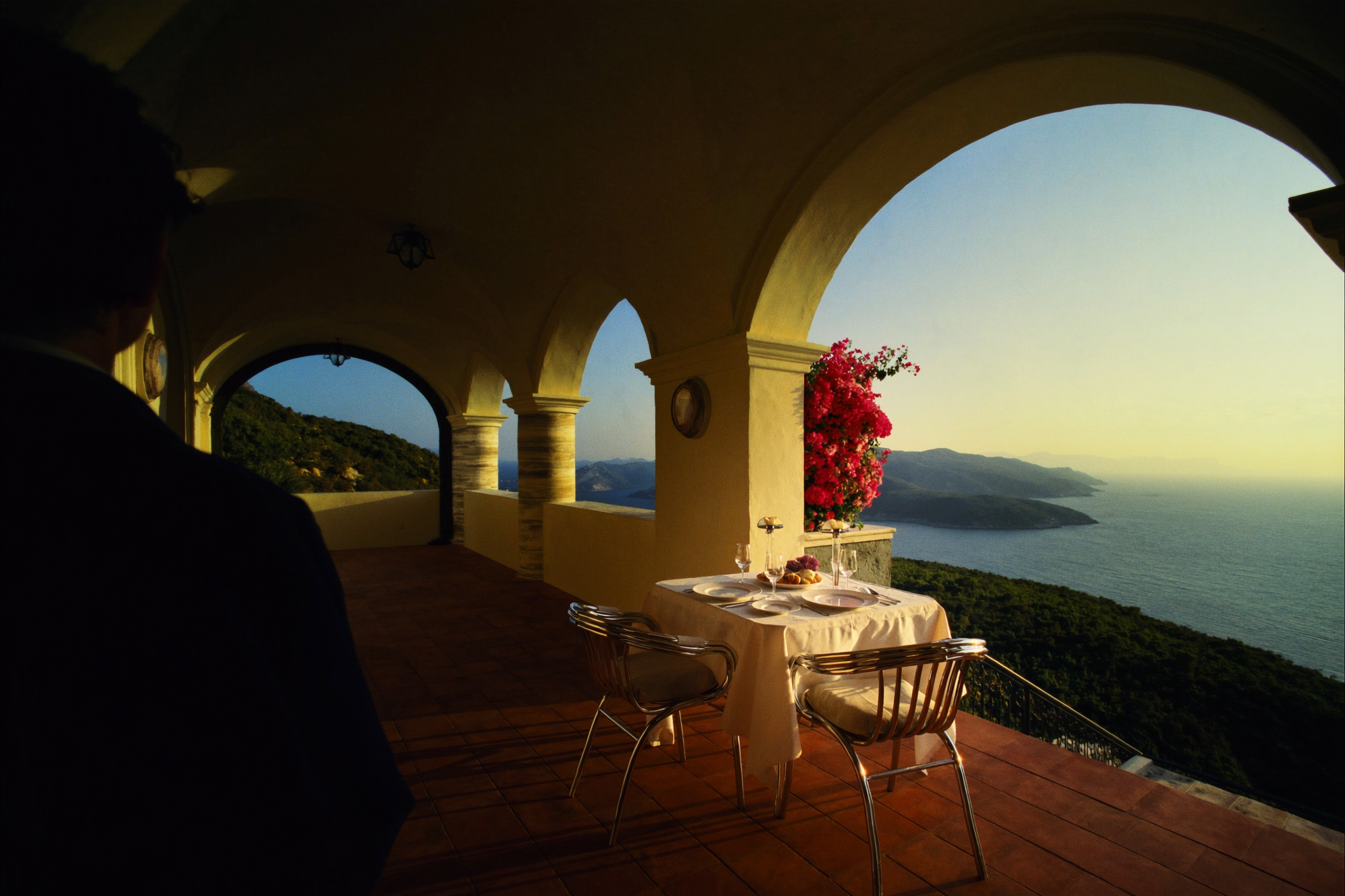 Terrazza villa al tramonto