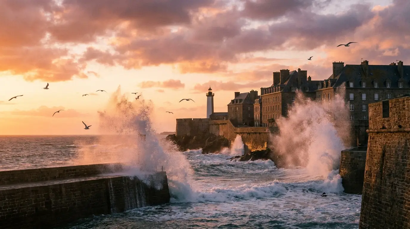 Remparts de Saint-Malo face à la mer