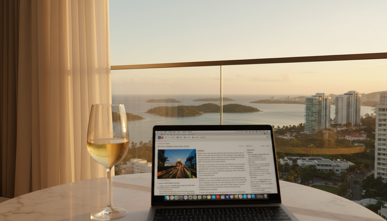 Varanda de apartamento de alto padrão em Porto Belo SC com vista para a Costa Esmeralda — lifestyle do investidor
