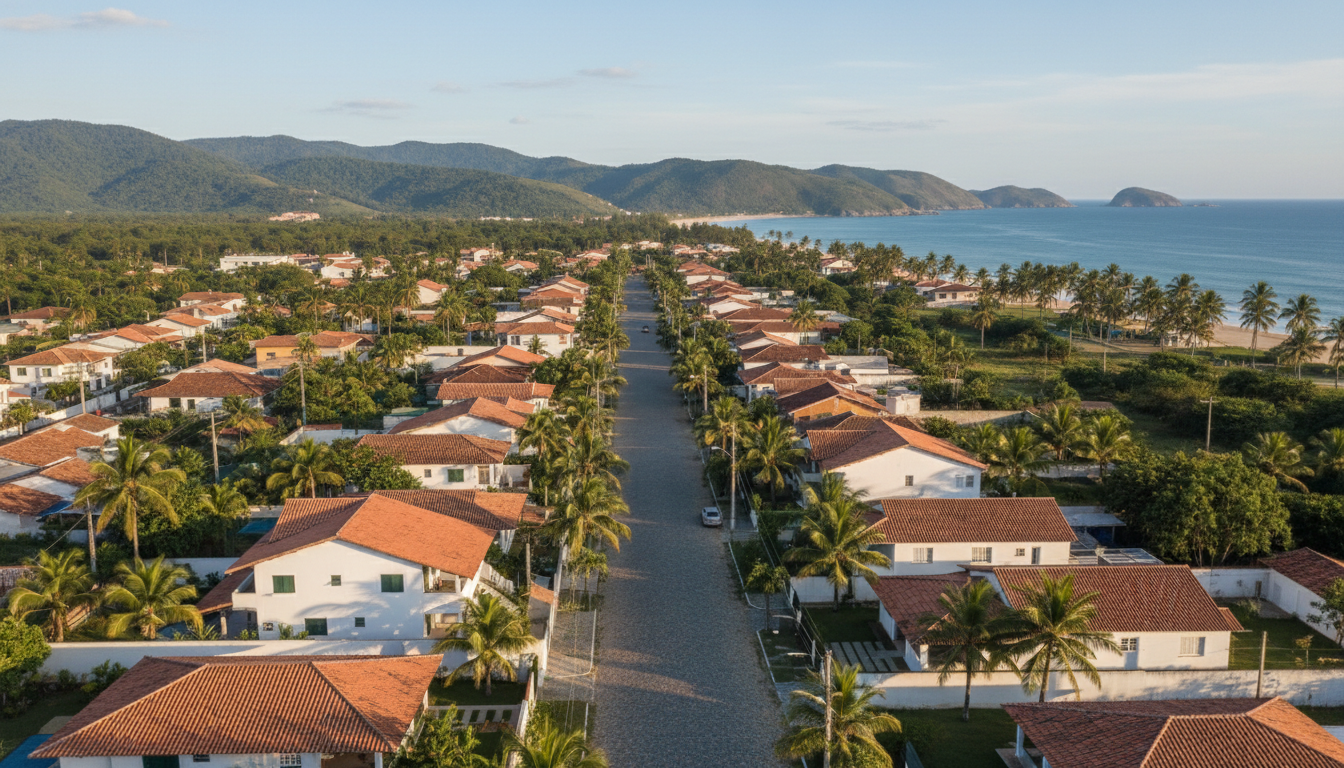 Bairro residencial em expansão com novos empreendimentos em cidade litorânea