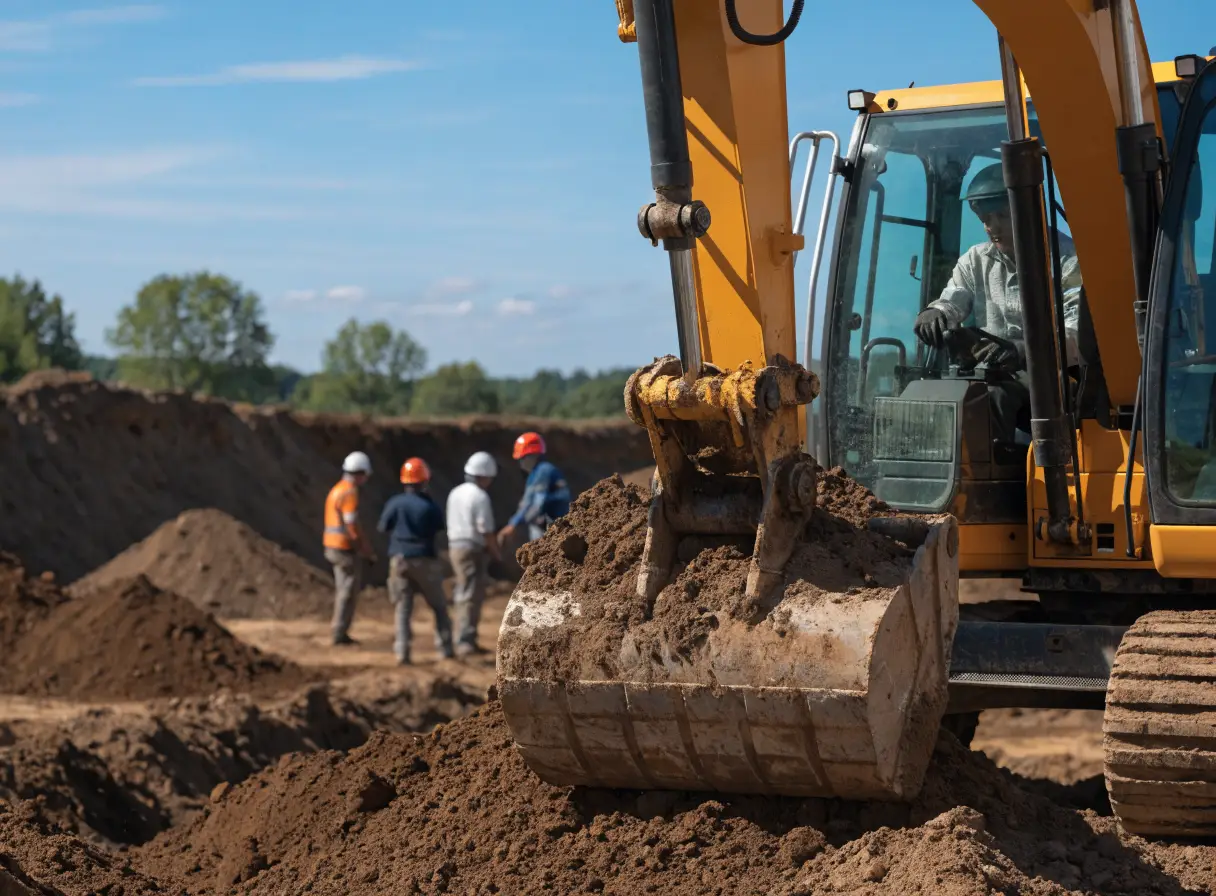 Excavator on a construction site