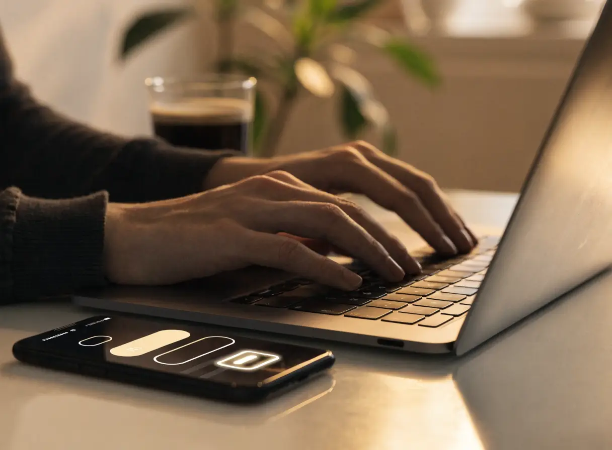 Laptop and phone showing automated notifications