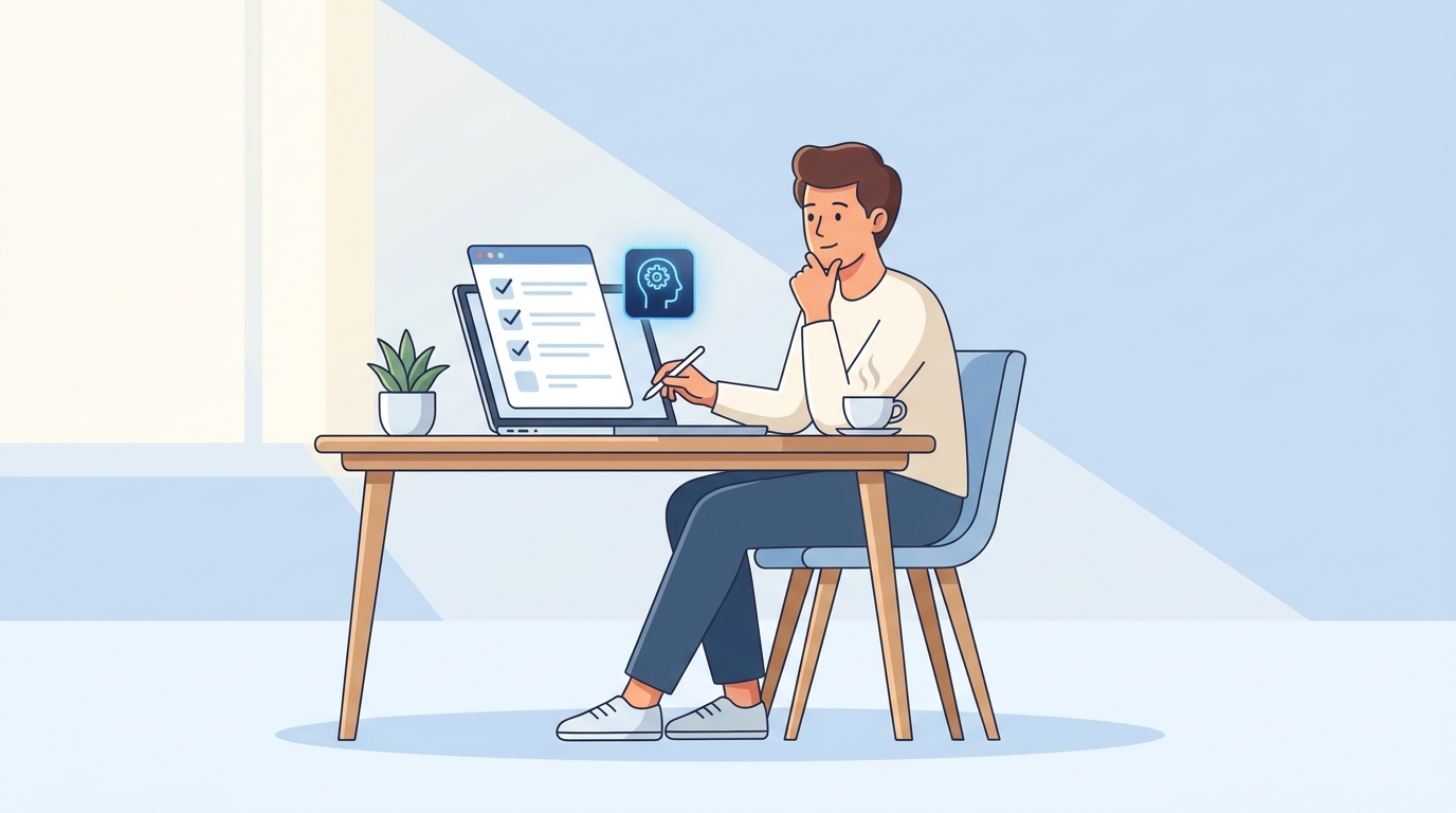 Solo entrepreneur reviewing which repetitive tasks to hand off to an AI agent
