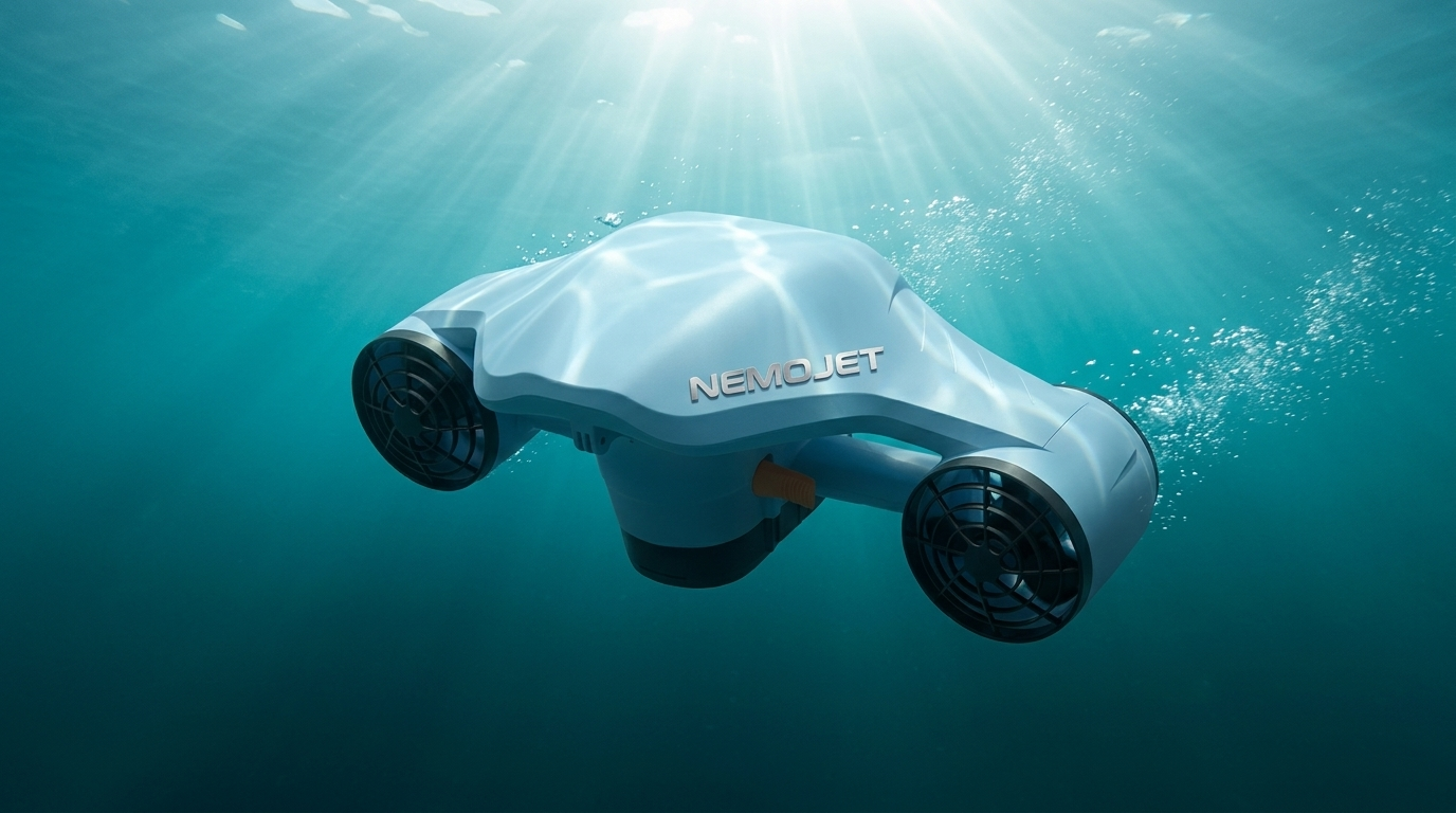NEMOJET dual-motor sea scooter gliding through sunlit turquoise water