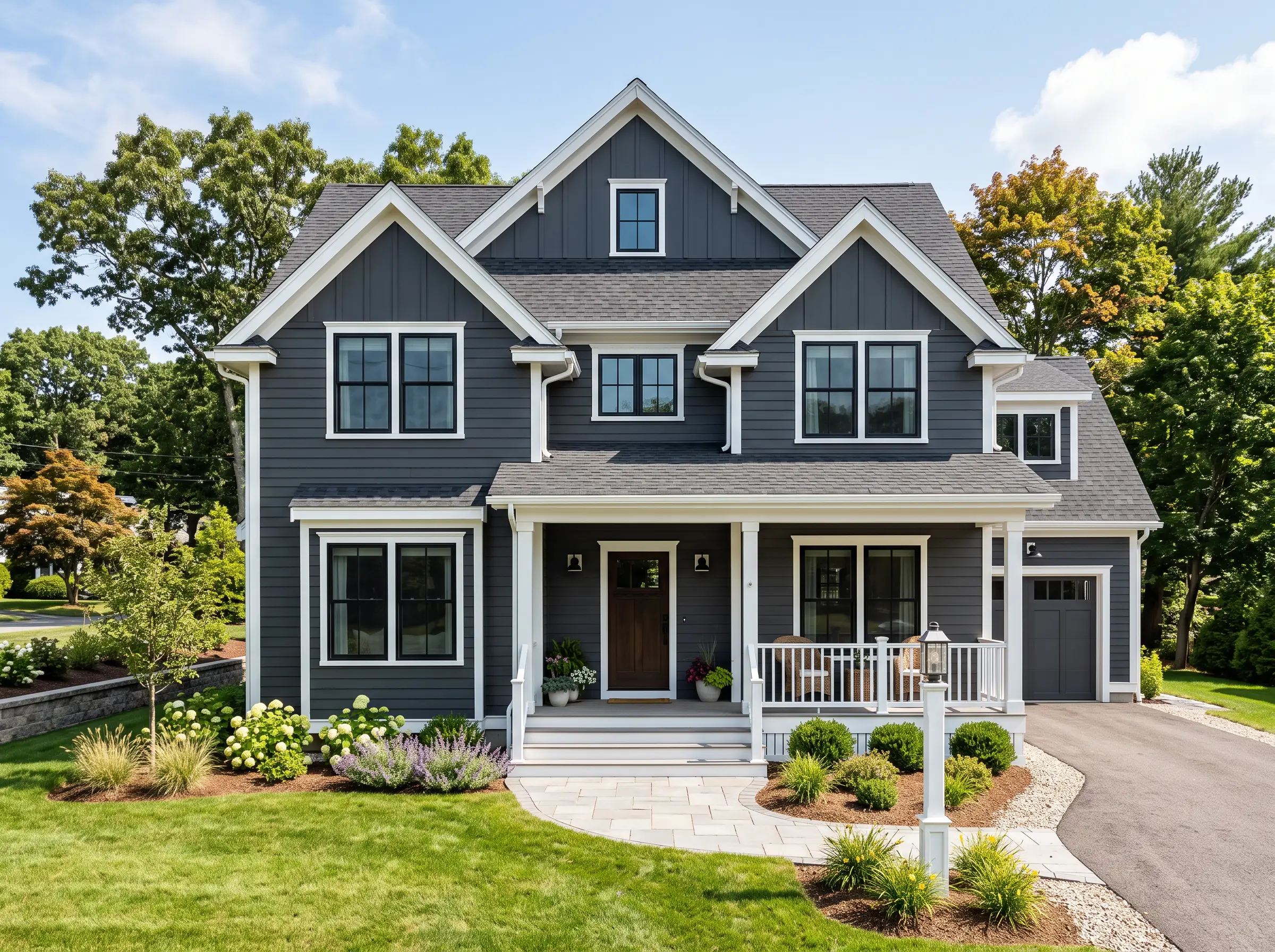 Completed gray siding home, Milwaukee