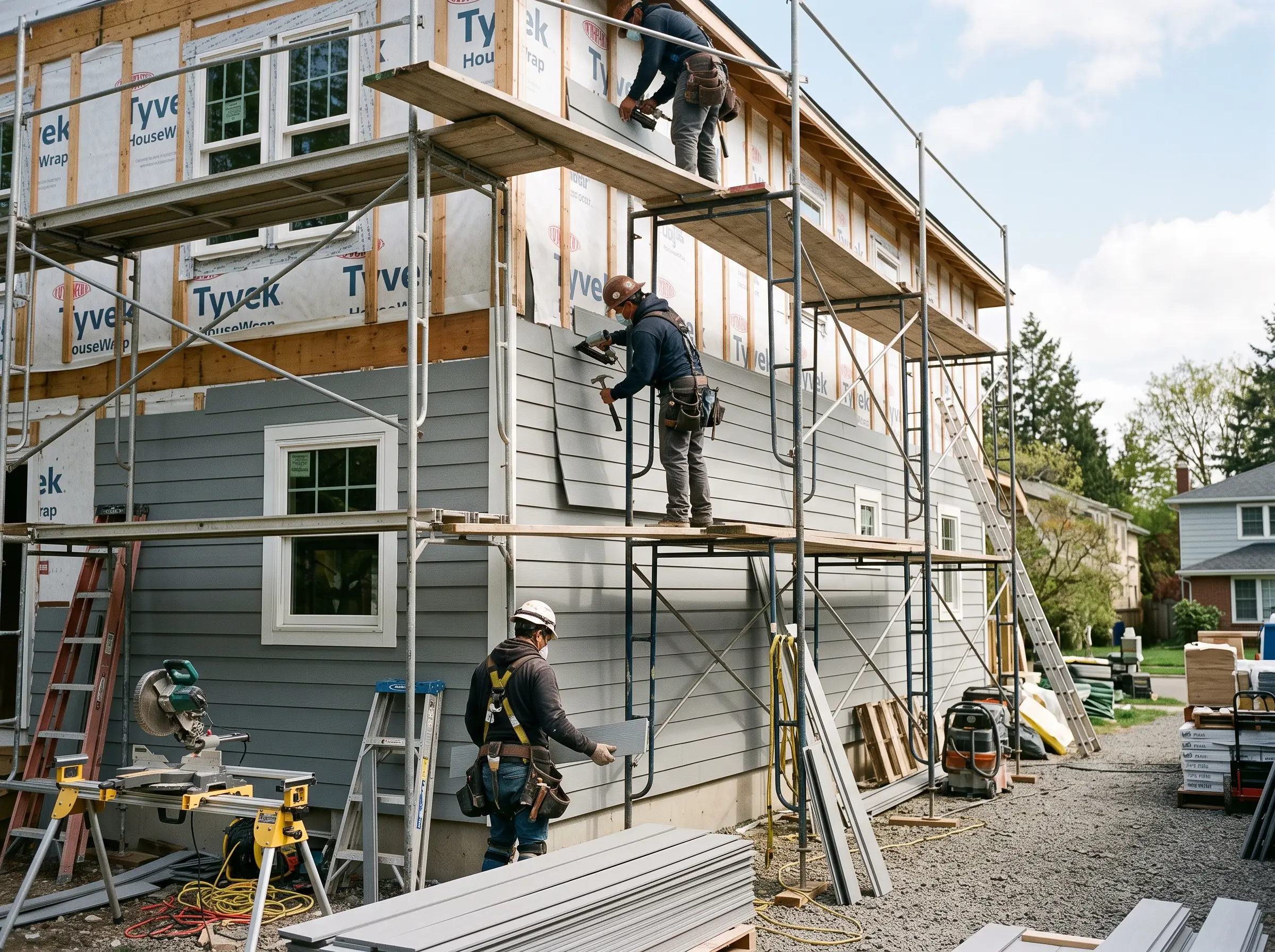 Ironhorse crew installing siding
