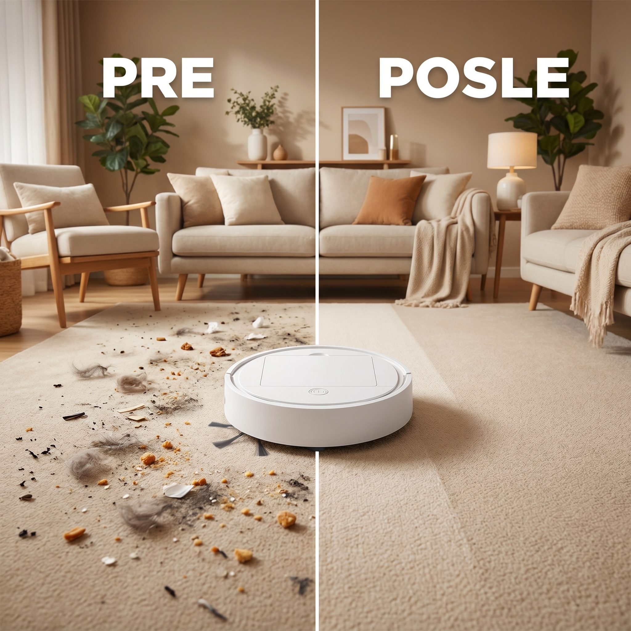 Sweepn Robot - pre i posle čišćenja tepiha