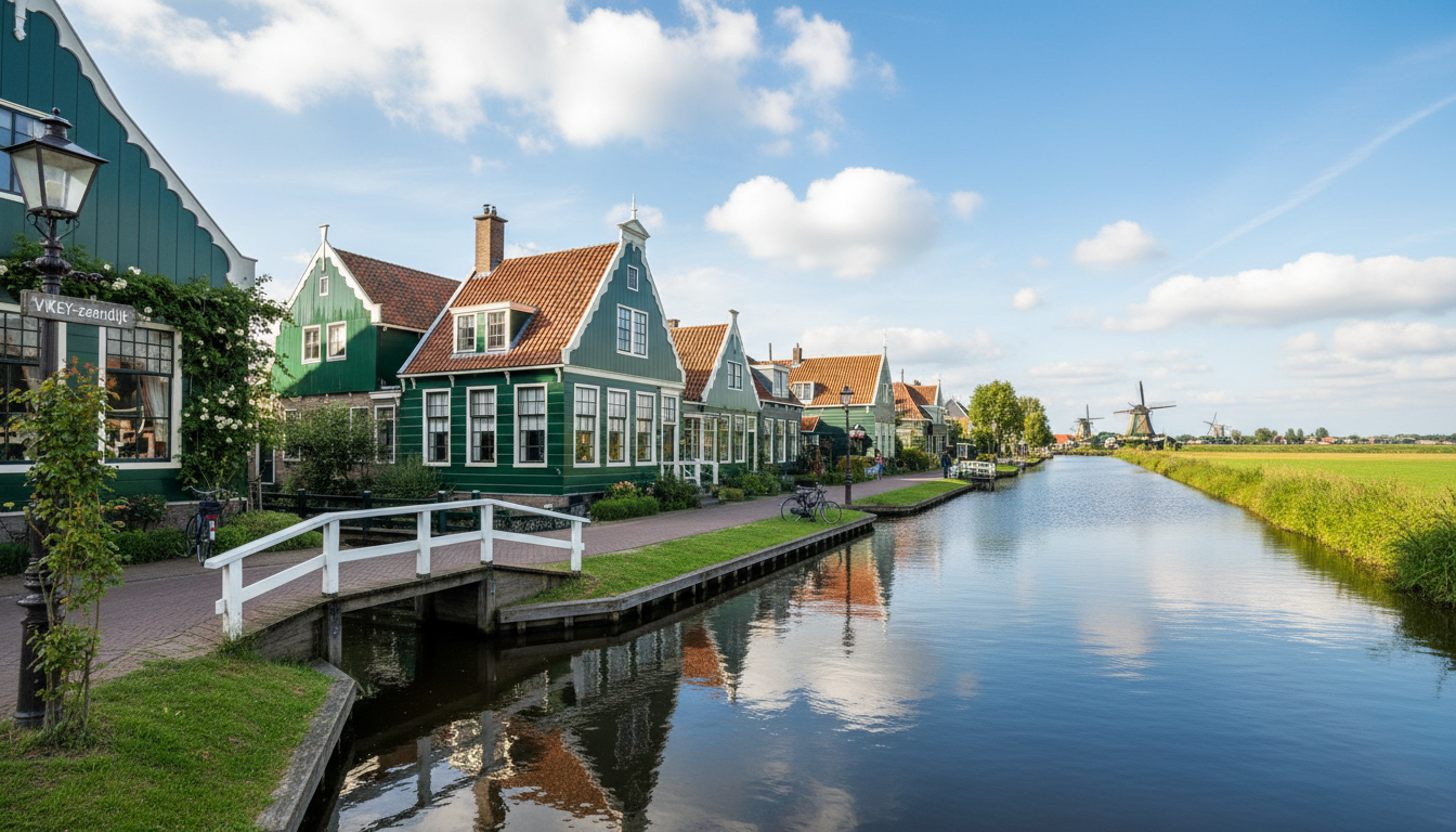 Zaans green wooden houses