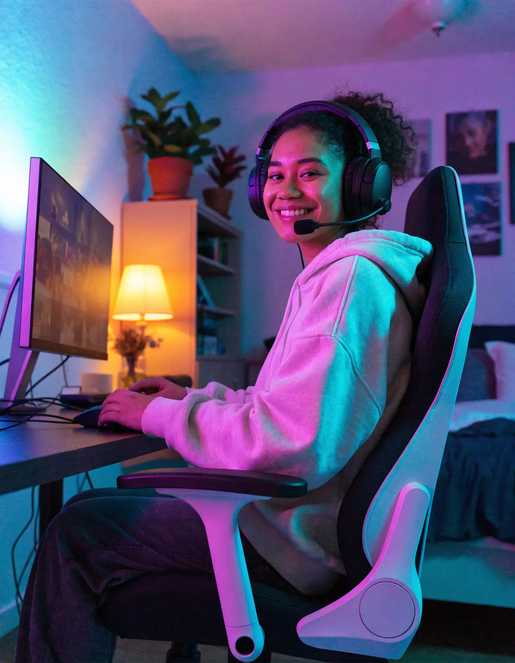 Pacific Islander gamer in an oversized hoodie