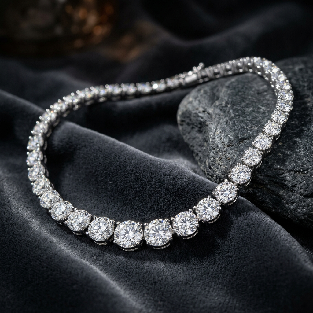 Diamond rivière necklace in white gold