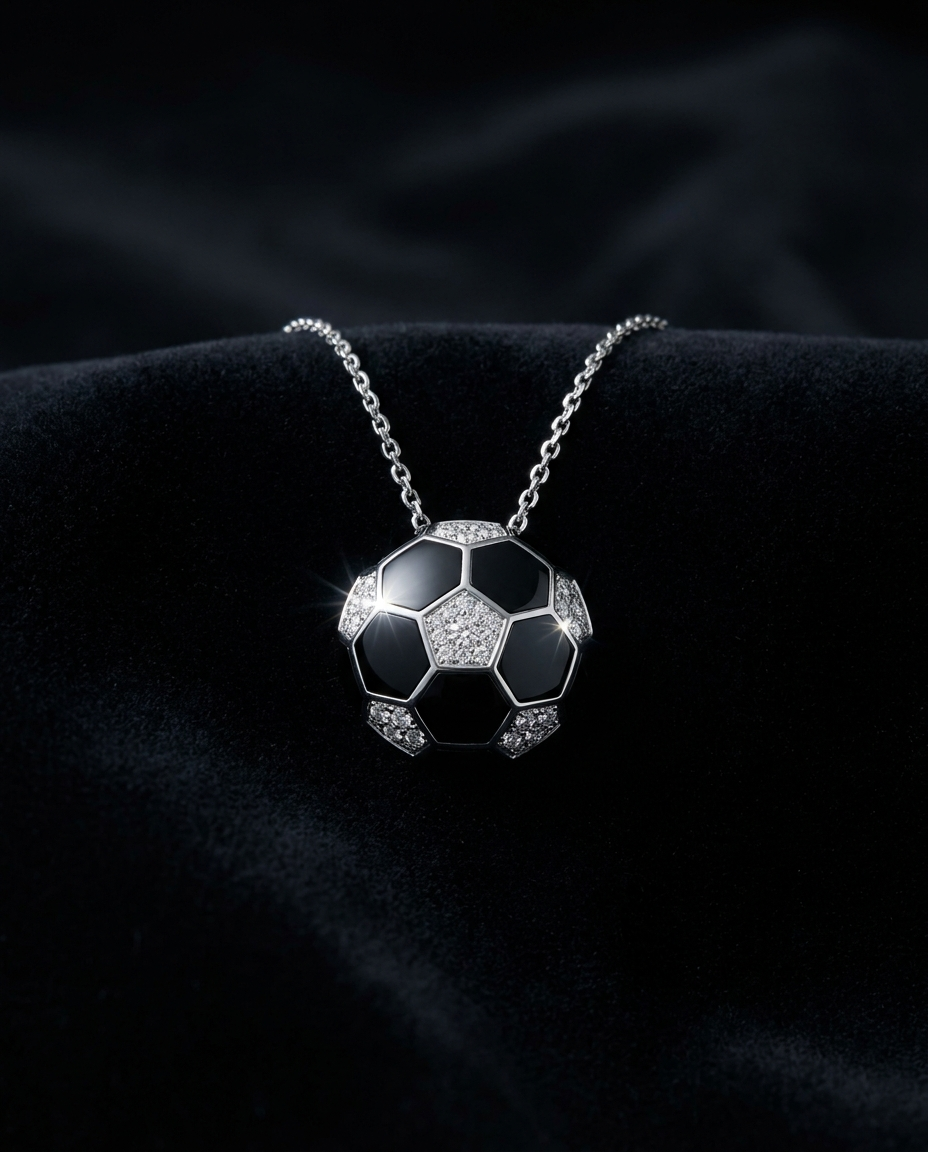 Black & White Diamond Pendant — Football Colours 2027 · The Diamond Harbour Marmaris